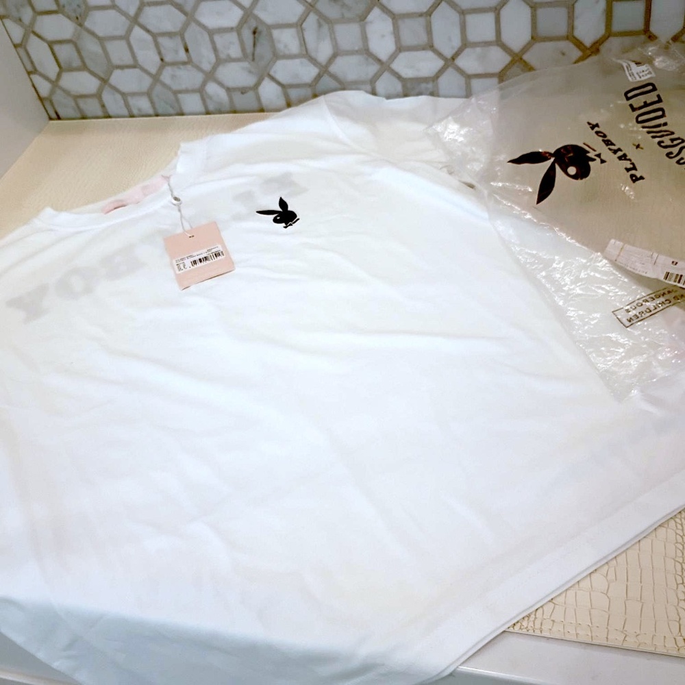 Rare (Sold Out) Classic Vintage Early Misguided Playboy T-Shirt White US 6